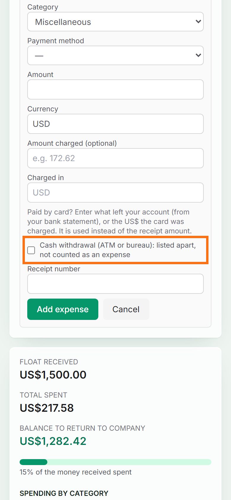 Step 1: Record the withdrawal