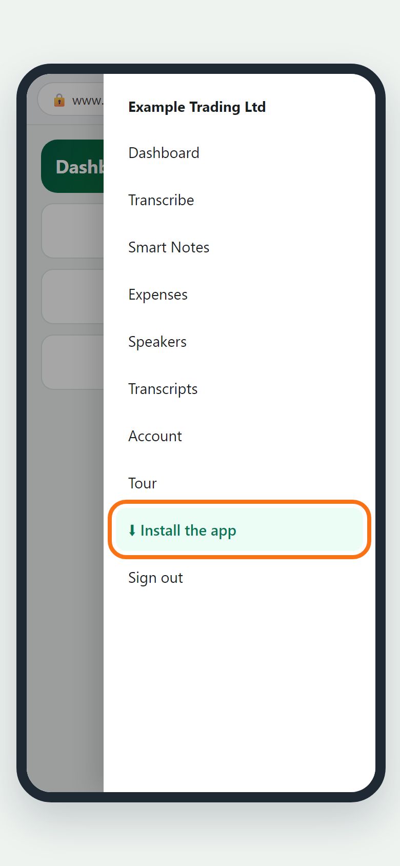 Step 1: Press Install the app