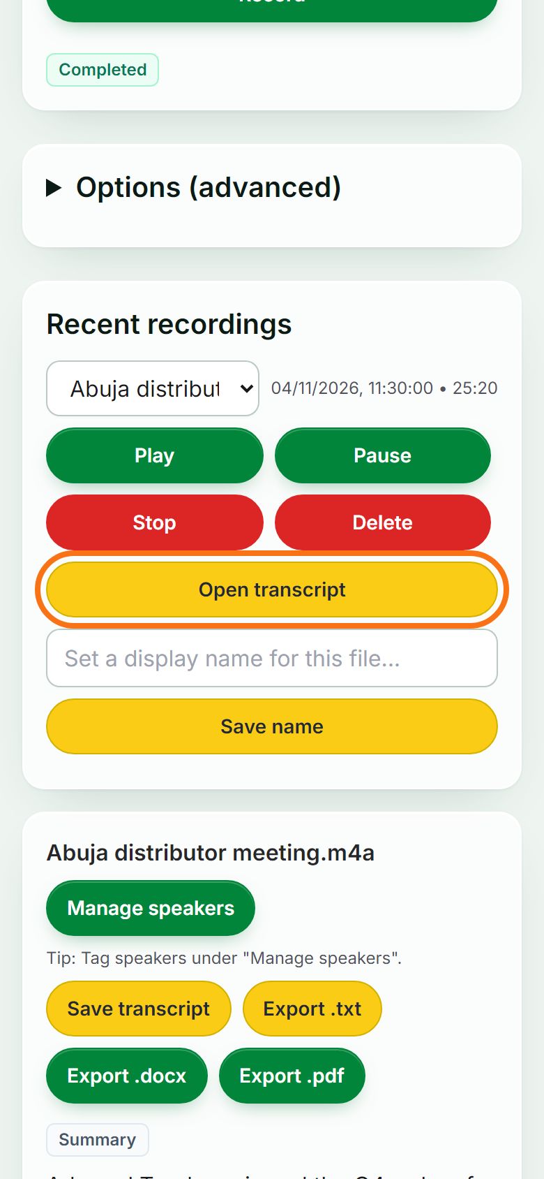 Step 6: Open the transcript