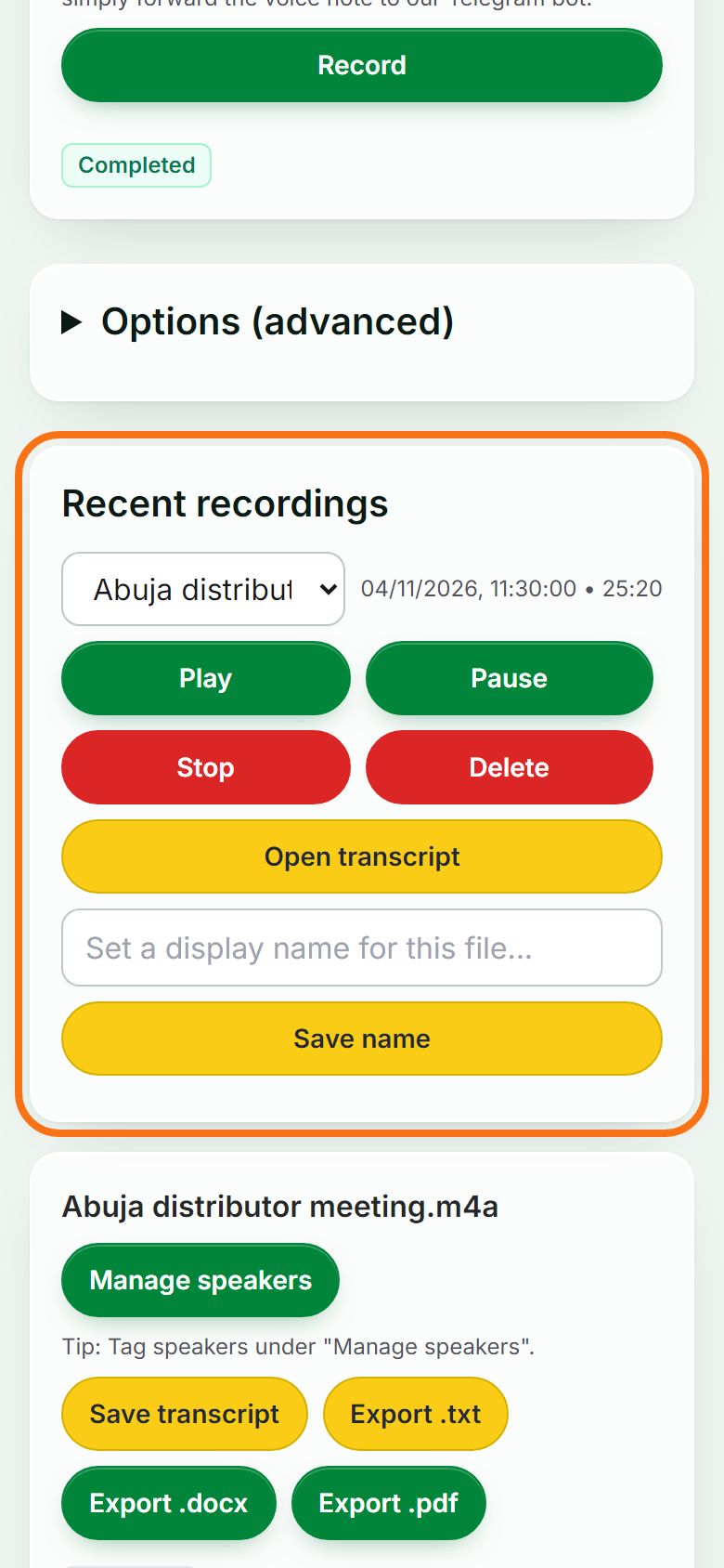 Step 5: Find it in Recent recordings
