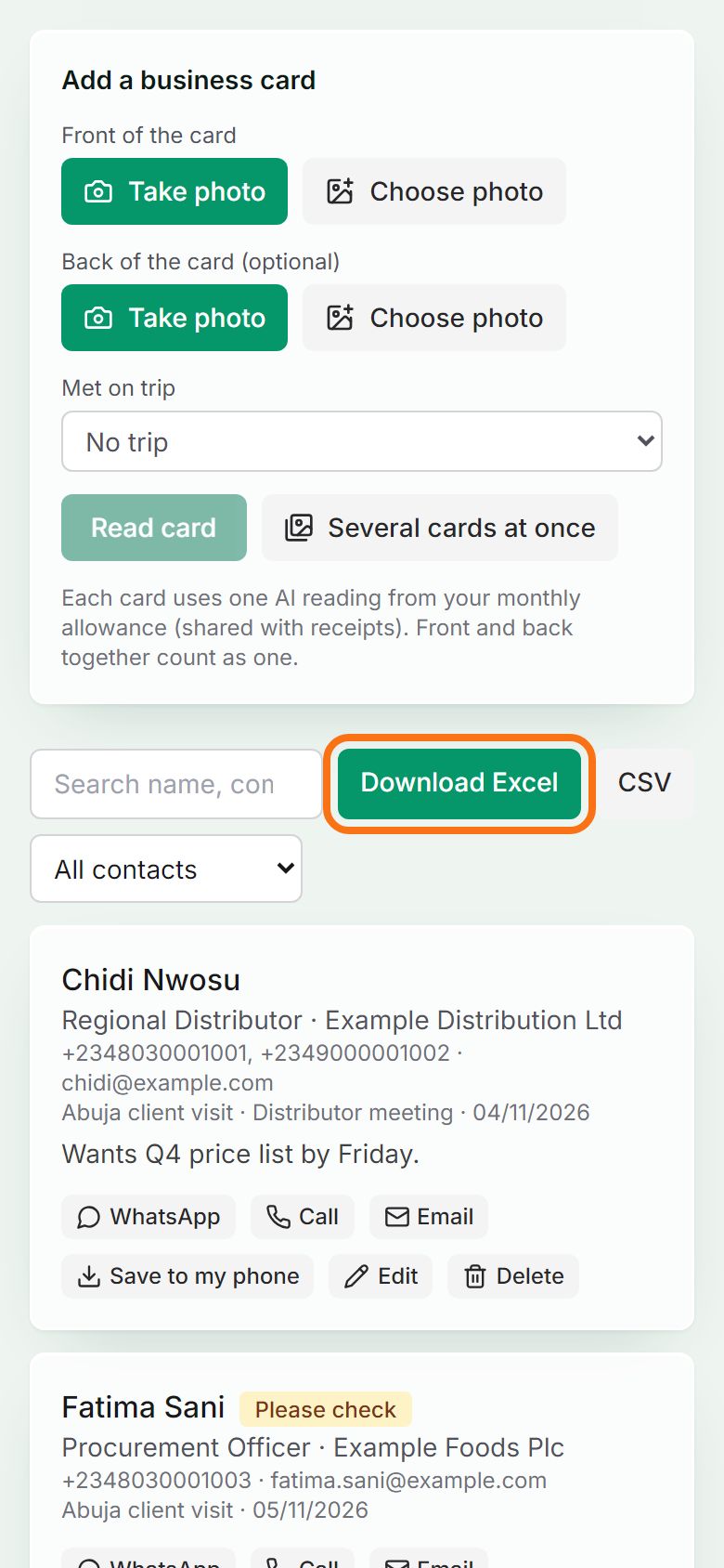 Step 5: Download them as a spreadsheet