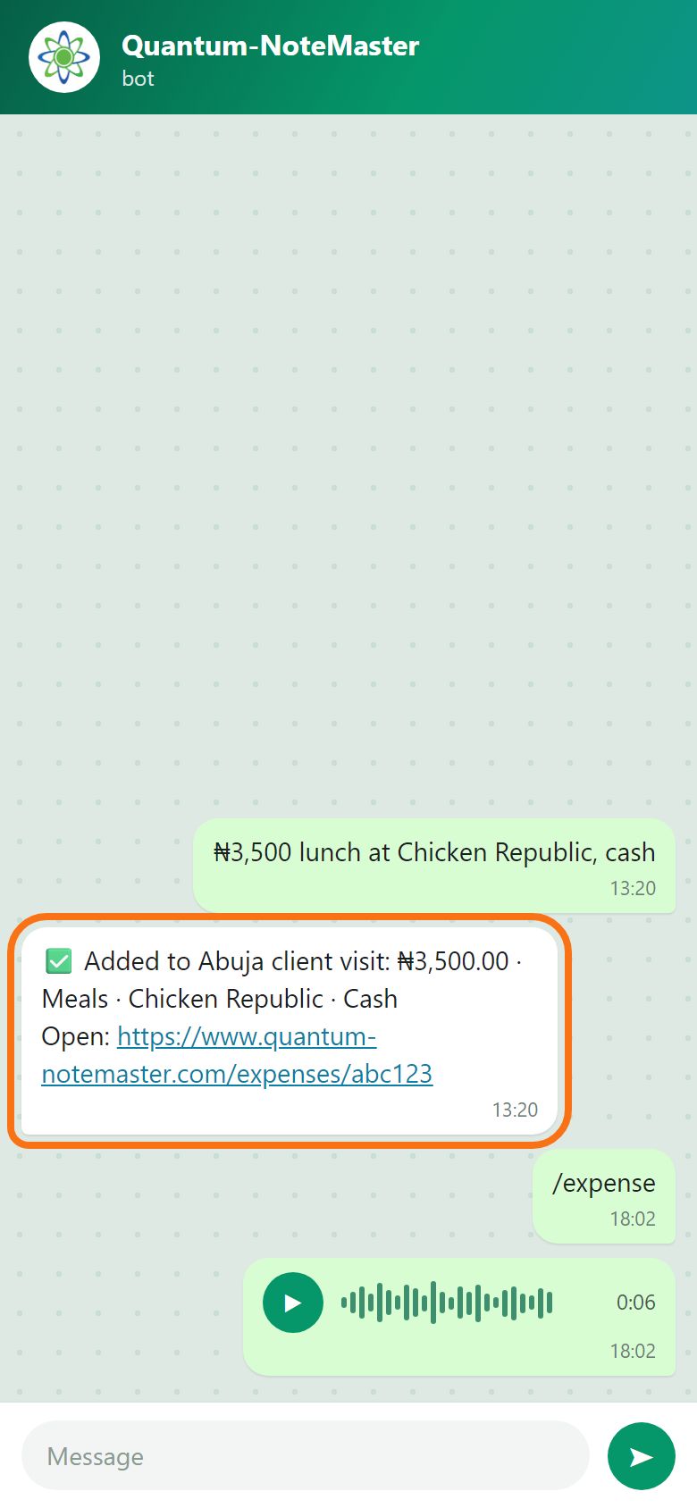 Step 4: Send an expense