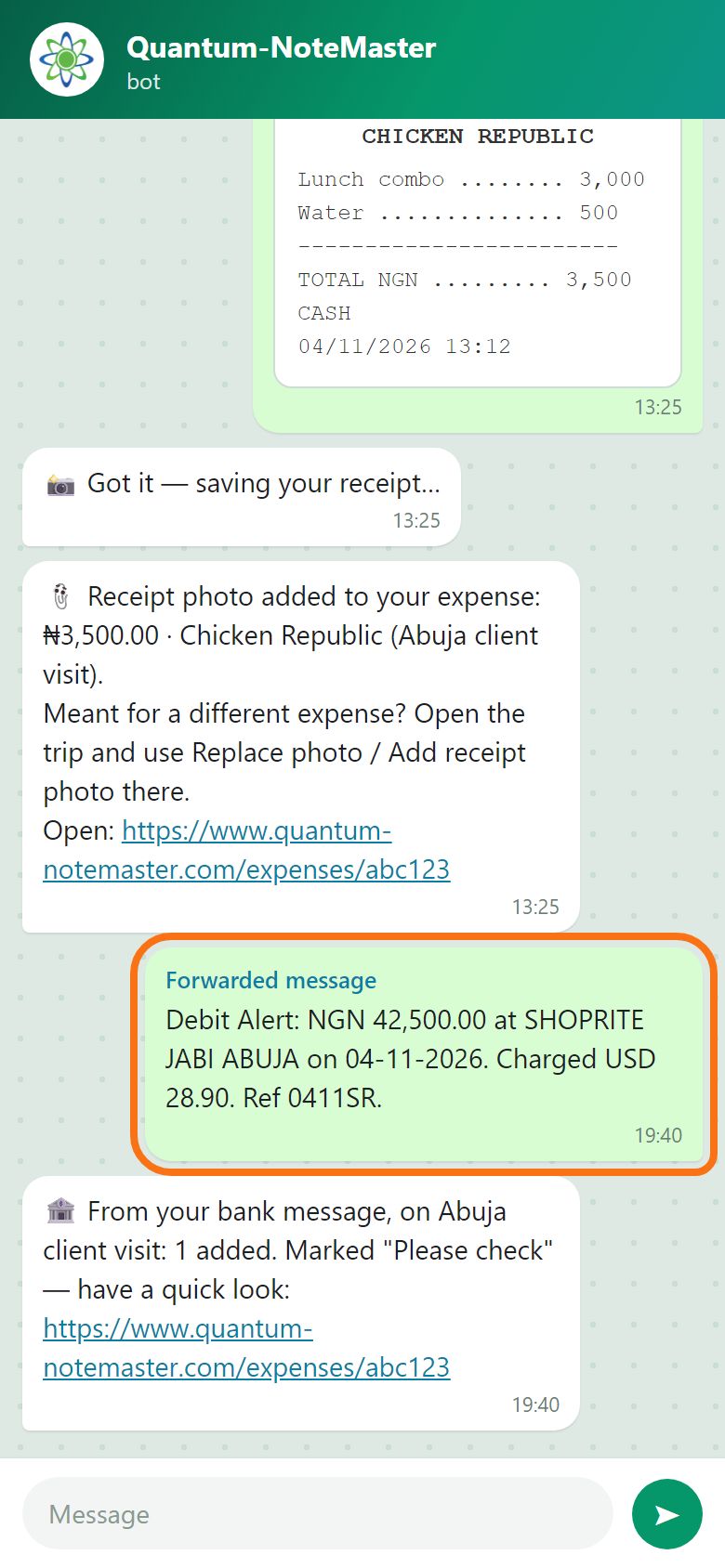 Step 5: Send receipts and bank alerts