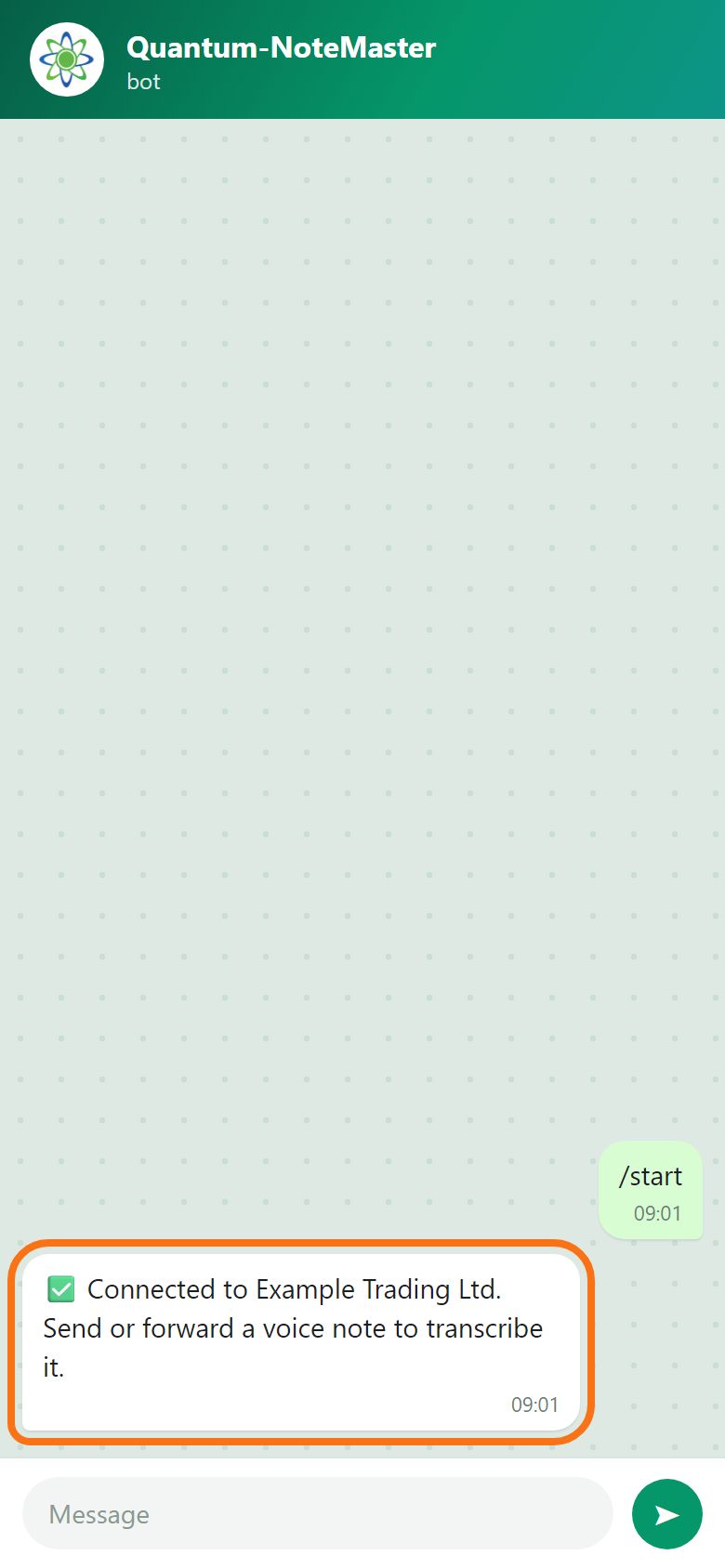 Step 2: Press Start in Telegram