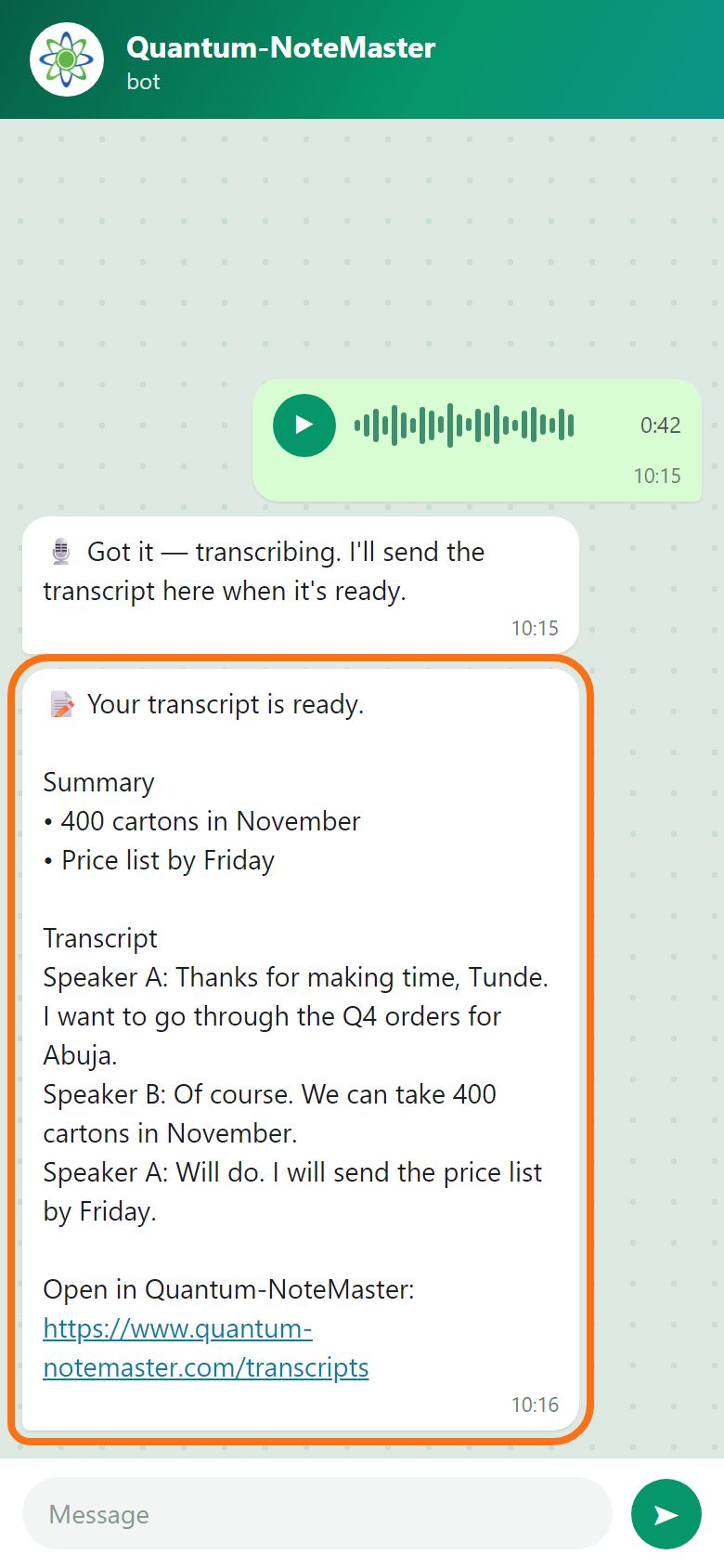 Step 3: Forward a voice note